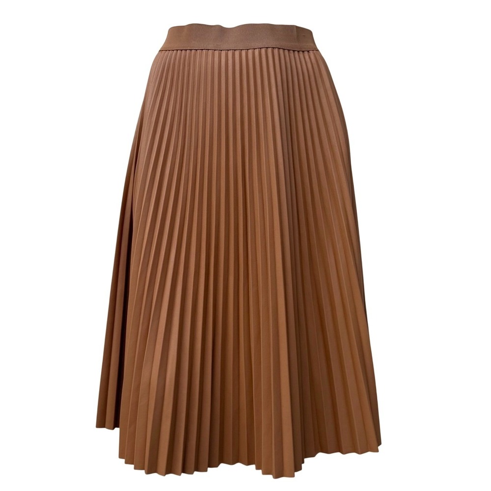 Joe Fresh‎ Pleated Midi Skirt Tan Faux Leather Balletcore Light Academia Small